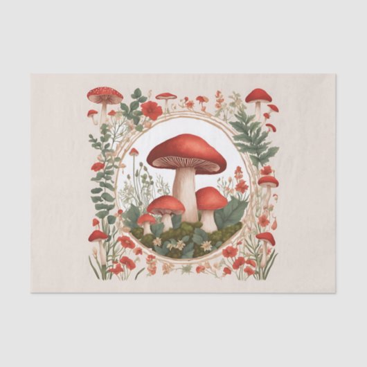 Cottagecore Mushrooms Decoupage 薄葉紙 (正面)