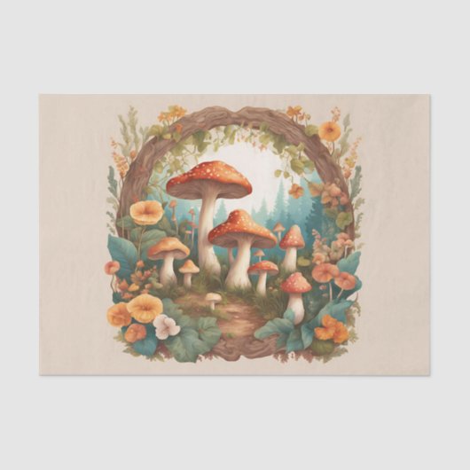 Cottagecore Mushrooms Decoupage 薄葉紙 (正面)