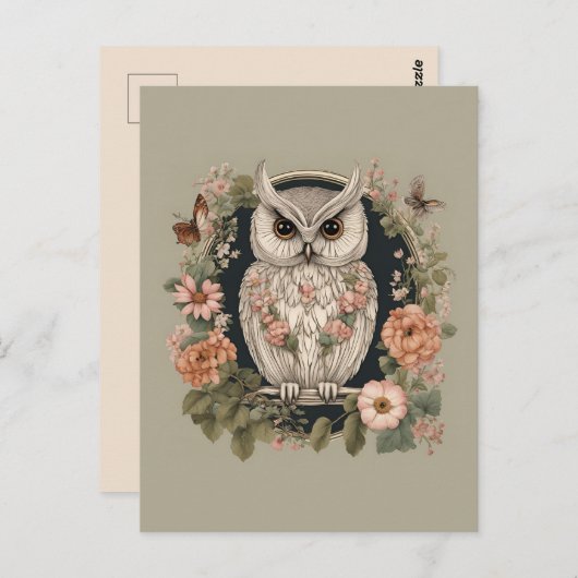 Cottagecore Owl ポストカード (正面/裏面)