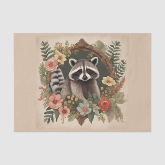 Cottagecore Raccoon Decoupage 薄葉紙 (正面)