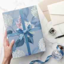 Cottagecore Soft Blue Hydrangea Floral Pattern