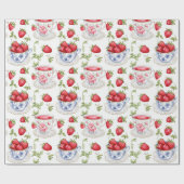 Cottagecore Strawberry Pattern  ラッピングペーパー (フラット)