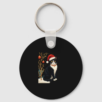 Cottagecore Tuxedo Cat Funny Xmas Aesthetic Santa  キーホルダー