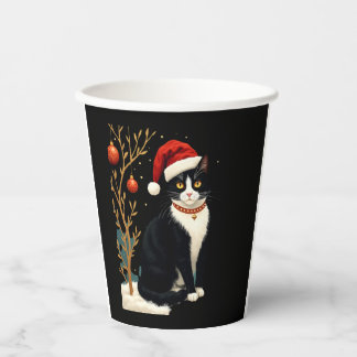 Cottagecore Tuxedo Cat Funny Xmas Aesthetic Santa  紙コップ