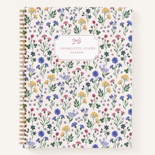 Cottagecore Wildflower Bow Notebook ノートブック (正面)