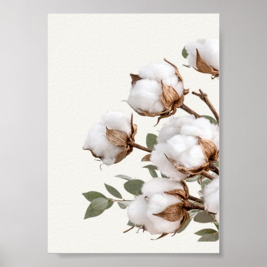 Cotton Botanical Wall Art Neutral Farmhouse Print ポスター (正面)