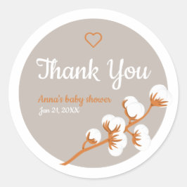 Cotton Branch Baby Shower  ラウンドシール