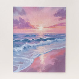 Cotton Candy Beach | Pink Ocean Waves Painting ジグソーパズル