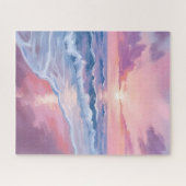 Cotton Candy Beach | Pink Ocean Waves Painting ジグソーパズル (横)