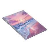 Cotton Candy Beach | Pink Ocean Waves Painting ノートブック (右側)