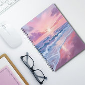 Cotton Candy Beach | Pink Ocean Waves Painting ノートブック