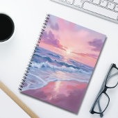 Cotton Candy Beach | Pink Ocean Waves Painting ノートブック