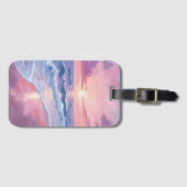 Cotton Candy Beach | Pink Ocean Waves Painting ラゲッジタグ (正面横)