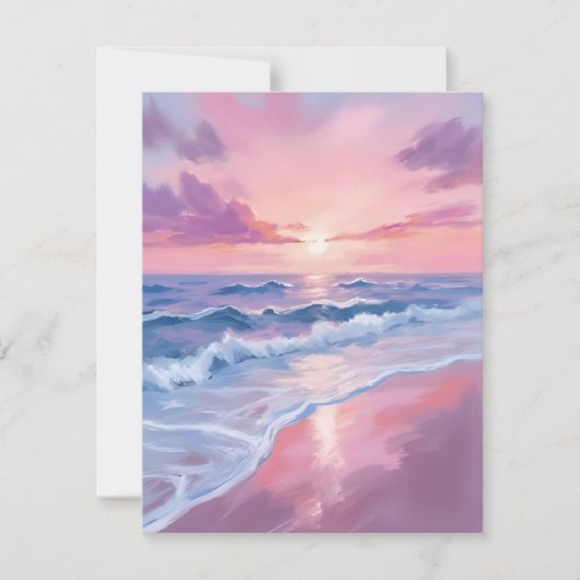 Cotton Candy Beach Pink Ocean Waves Painting Card (正面)