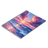 Cotton Candy Beach Sunset Ocean Watercolor ノートブック (左側)