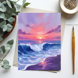 Cotton Candy Cove | Pink Ocean Watercolor Card