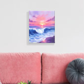 Cotton Candy Cove | Pink Ocean Watercolor Painted キャンバスプリント (インサイチュ (リビング))