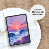 Cotton Candy Cove | Pink Ocean Watercolor Painted ポスター