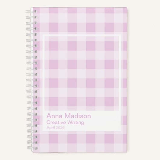 Cotton Candy Gingham Transparent Frame Notebook ノートブック (正面)