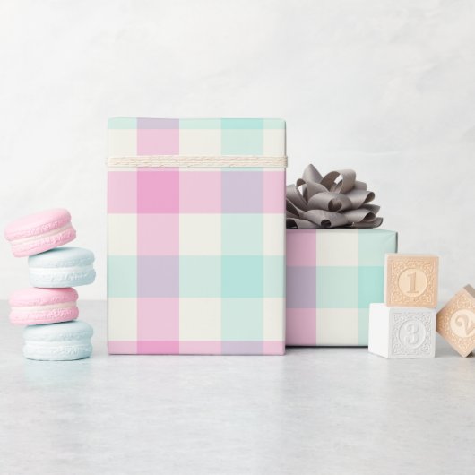 Cotton Candy Gingham - Wrapping Paper ラッピングペーパー (ベビーシャワー)