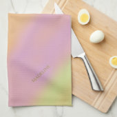 Cotton Candy Hues Pastel Stripes Name  キッチンタオル (四つ折り)