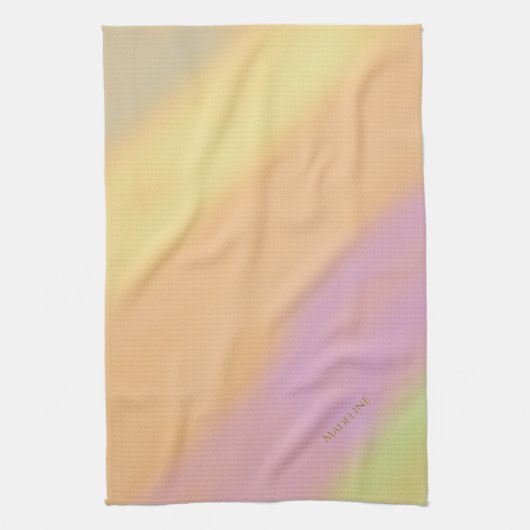 Cotton Candy Hues Pastel Stripes Name  キッチンタオル (縦)