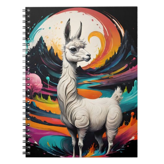 "Cotton Candy Llama" Art Spiral Notebook ノートブック (正面)