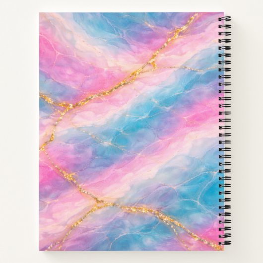 Cotton Candy Marble Texture with Gold Veining ノートブック (裏面)