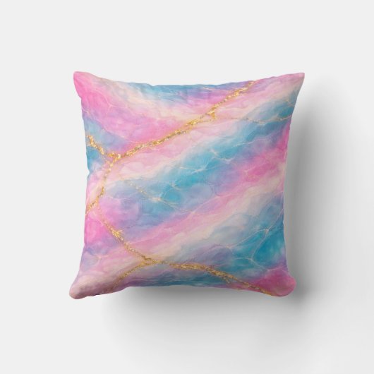 Cotton Candy Marble with Gold Veining クッション (裏面)
