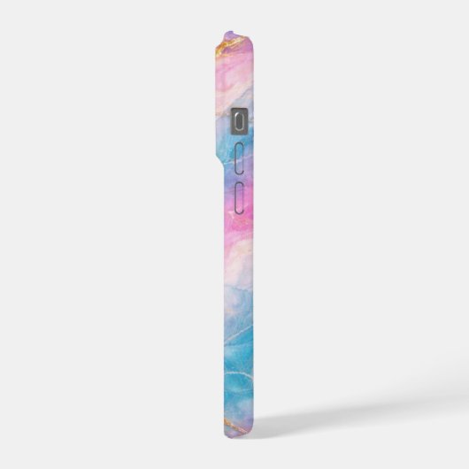 Cotton Candy Marble with Gold Veining iPhoneケース (左側面)
