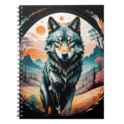 "Cotton Candy Wolf" Art Spiral Notebook ノートブック (正面)