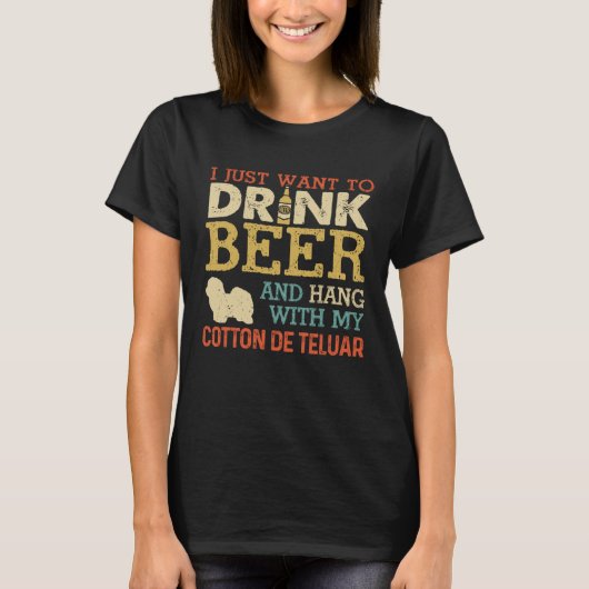 Cotton De Teluar Dad Drink Beer Hang With Dog  Vin Tシャツ (正面)