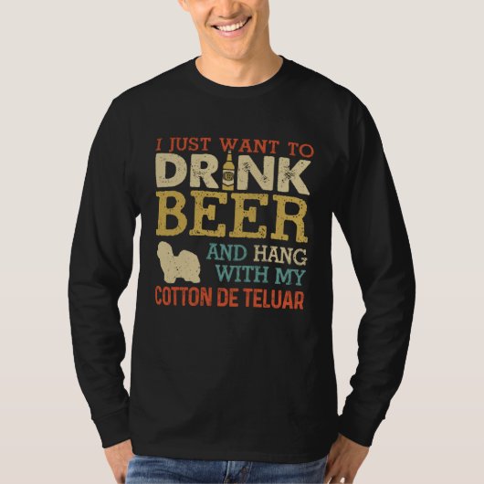 Cotton De Teluar Dad Drink Beer Hang With Dog  Vin Tシャツ (正面)