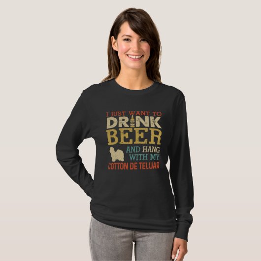 Cotton De Teluar Dad Drink Beer Hang With Dog  Vin Tシャツ (正面フル)