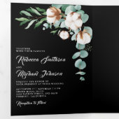 Cotton Eucalyptus Photo All in One Black Wedding 三つ折り招待状 (内部最初)
