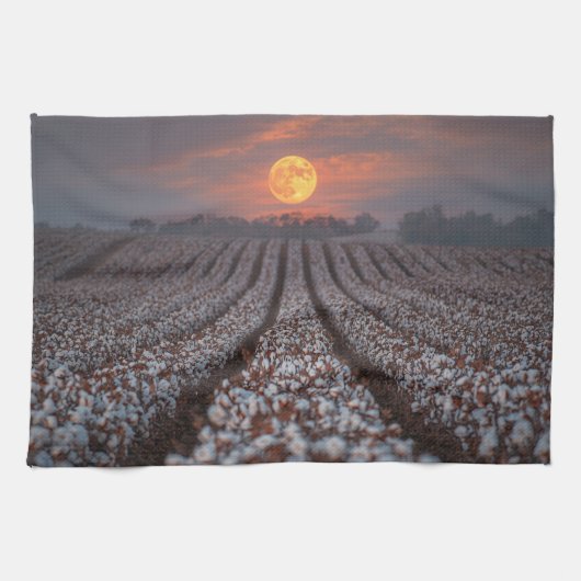 Cotton Field Harvest Moon - Farmhouse Decor キッチンタオル (横)
