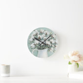 Cotton Flowers Farmhouse Rustic Wall Clock ラウンド壁時計 (ホーム)