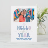 Cotton Sky Hello New Year Blue Retro Photo シーズンカード (スタンド正面)