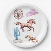 Cottoncandy Western Theme Cowgirl Party Art ペーパープレート (正面)
