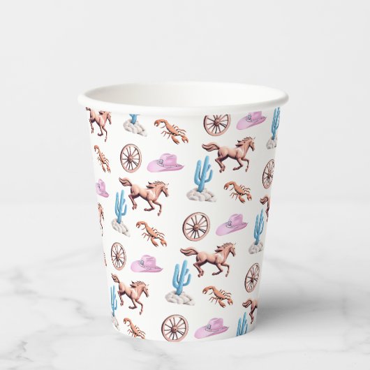 Cottoncandy Western Theme Cowgirl Party Art 紙コップ (正面)