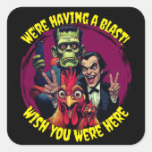  "Couch Cryptid Selfie" Cheesy Chicken スクエアシール (正面)