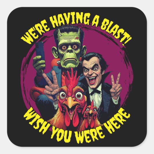  "Couch Cryptid Selfie" Cheesy Chicken スクエアシール (正面)