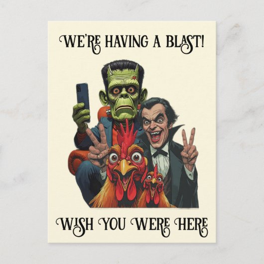  "Couch Cryptid Selfie Postcard" Cheesy Chicken ポストカード (正面)