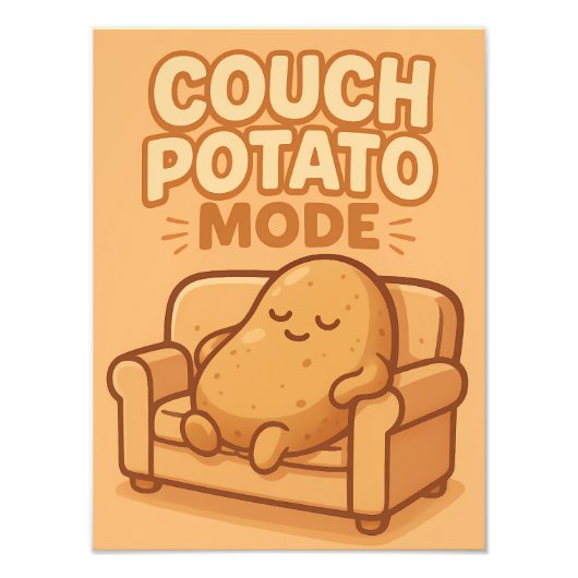 Couch Potato Mode Funny Lazy Design フォトプリント (正面)