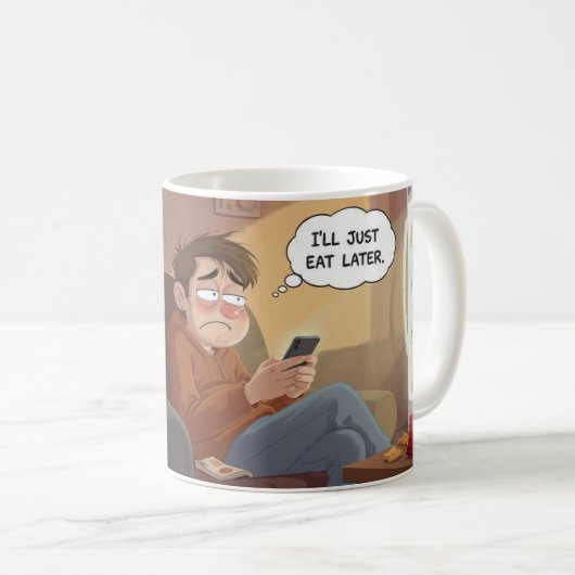 Couch Potato & Snacks – Funny Relatable Mug コーヒーマグカップ (正面右)