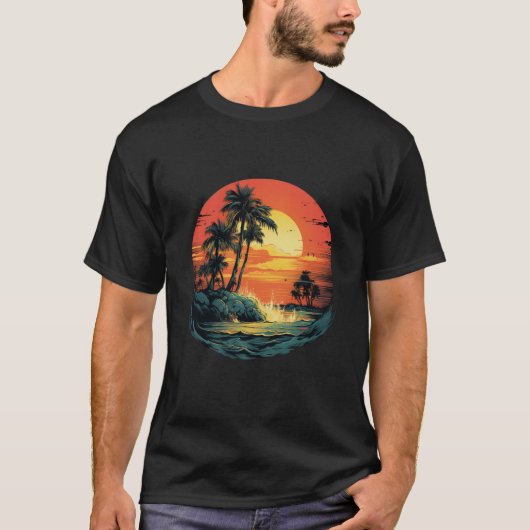 Coucher de Soleil et Vagues Tシャツ (正面)