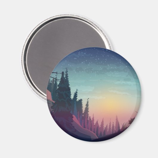 Coucher de soleil sur forêt マグネット (正面/裏面)