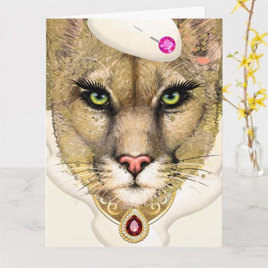 COUGAR -誕生日- SEE BACK Folded Greeting Card カード (黄色い花)