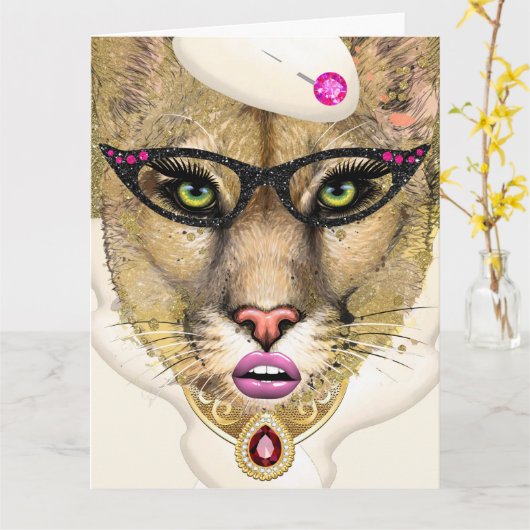 COUGAR -誕生日- SEE BACK Folded Greeting Card カード (黄色い花)