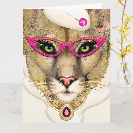 COUGAR -誕生日- SEE BACK Folded Greeting Card カード (黄色い花)